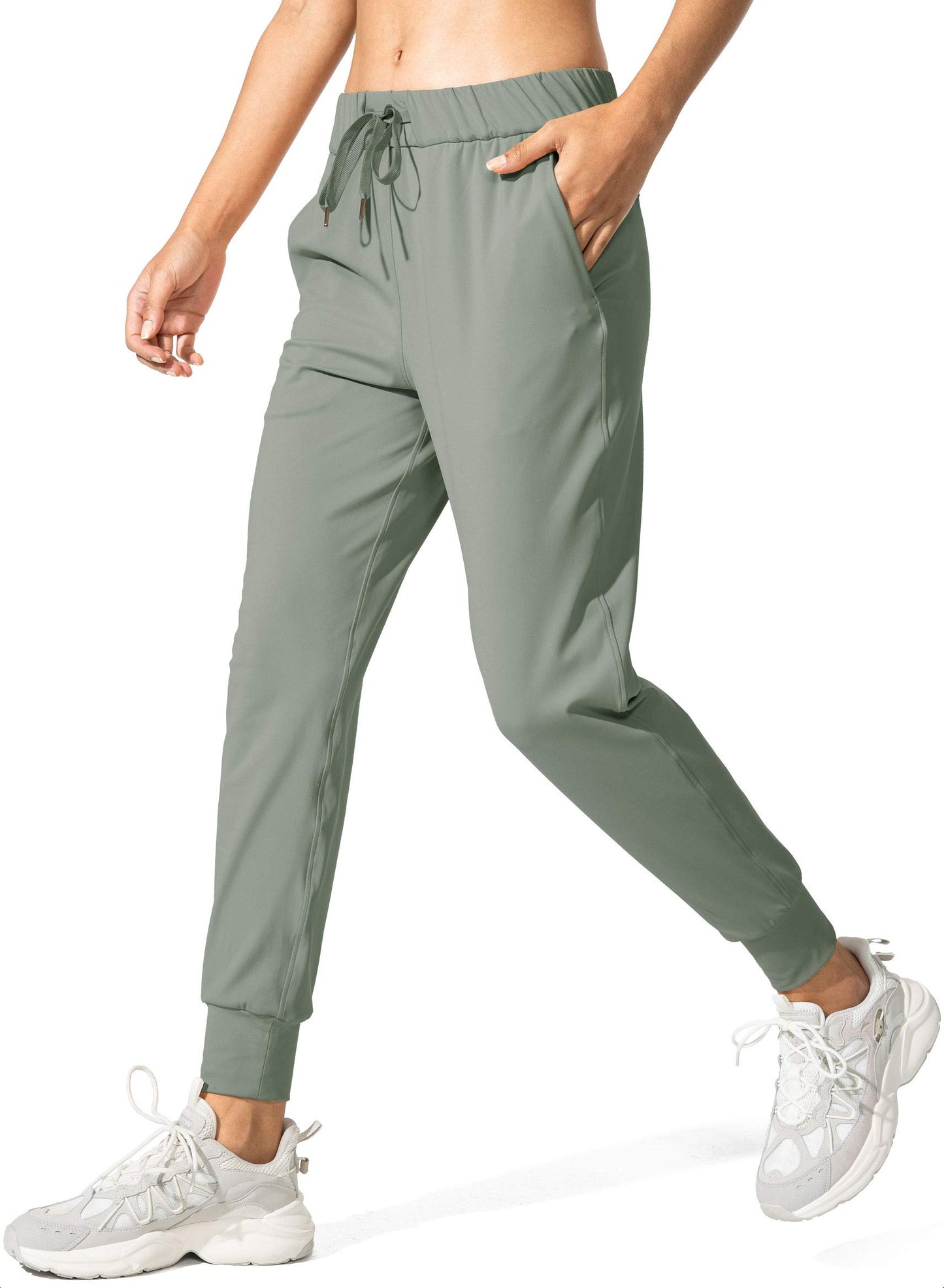 SANTINY Women's Joggers Pants Pockets Drawstring Running Sweatpants for Women Lounge Workout Jogging(Grey Sage_S)