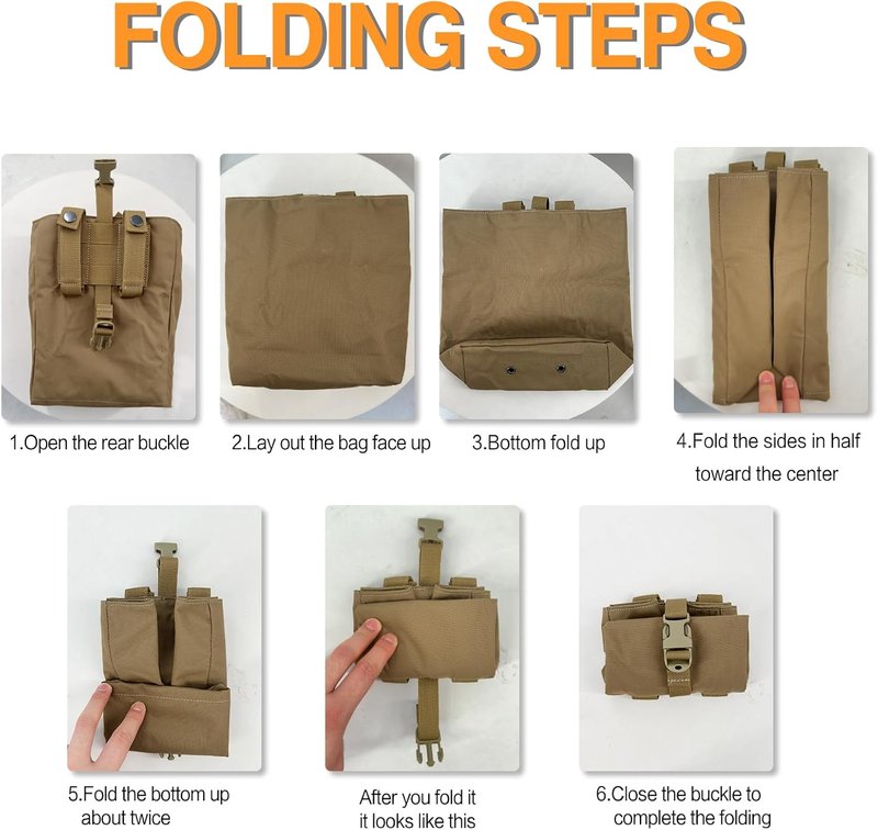 Tactical Foldable Buckle Pouch - 500D Nylon Roll-Up Dump Pouch for Tactical Duty Belt | Space-Saving Tool Bag