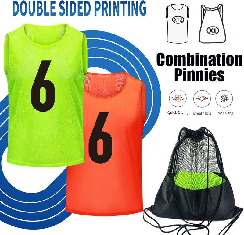 Youth Soccer Pinnies - Scrimmage Practice Vests with Numbers | Basketball & Football Bibs