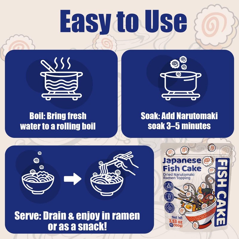 3.53oz Freeze Dried Narutomaki Fish Cake - Big Narutomaki Japanese Ramen Topping, Instant Noodles, Udon, Soup, Camping Meals, Emergency Supplies, Asian Pantry Food
