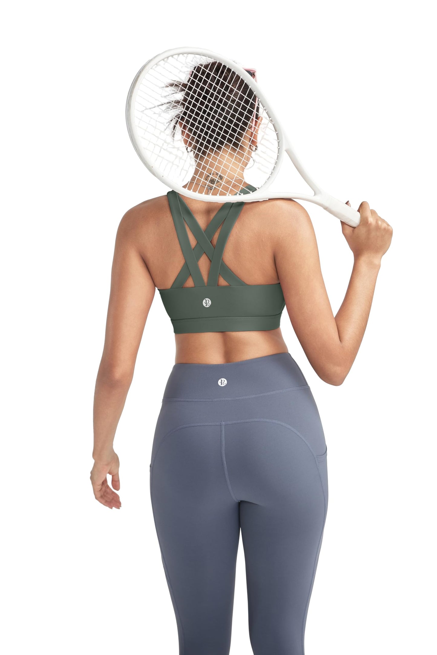 RUNNING GIRL Sports Bra for Women, Criss-Cross Back Padded Strappy Sports Bras Medium Support Yoga Bra with Removable Cups