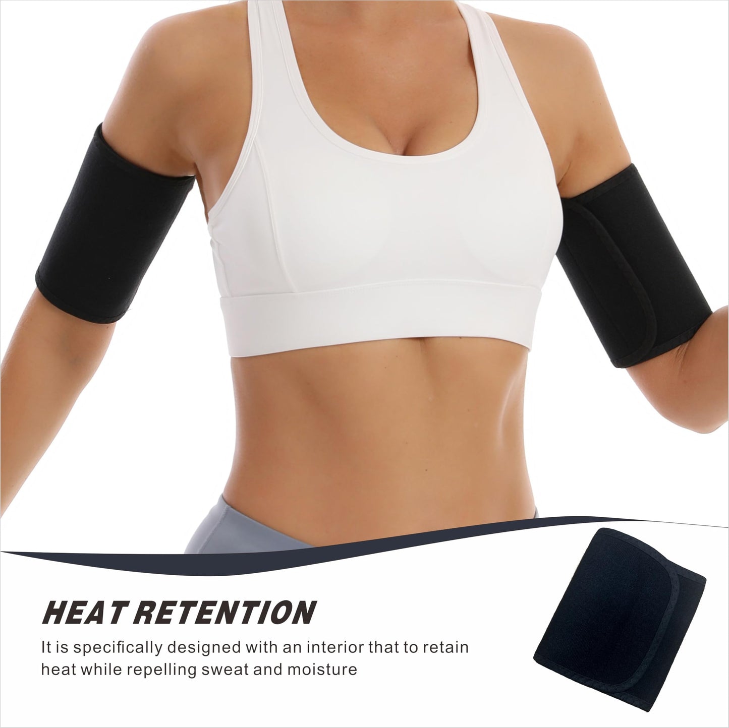 Dokelovy Sauna Arm Sleeves for Women & Men, Adjustable Sweat Arm Trimmer Toning Bands Arm Fat Reducer for Workout Gym 2-Pack
