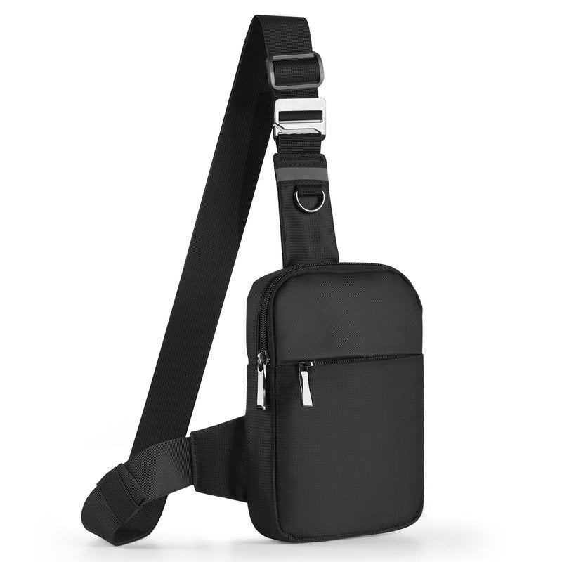 BROADREAM Mini Mens Sling Bag, Waterproof Crossbody Sling Bags with Adjustable Strap & RFID Blocking, Lightweight Casual Phone Chest Shoulder Bag for Travel Hiking (Black)