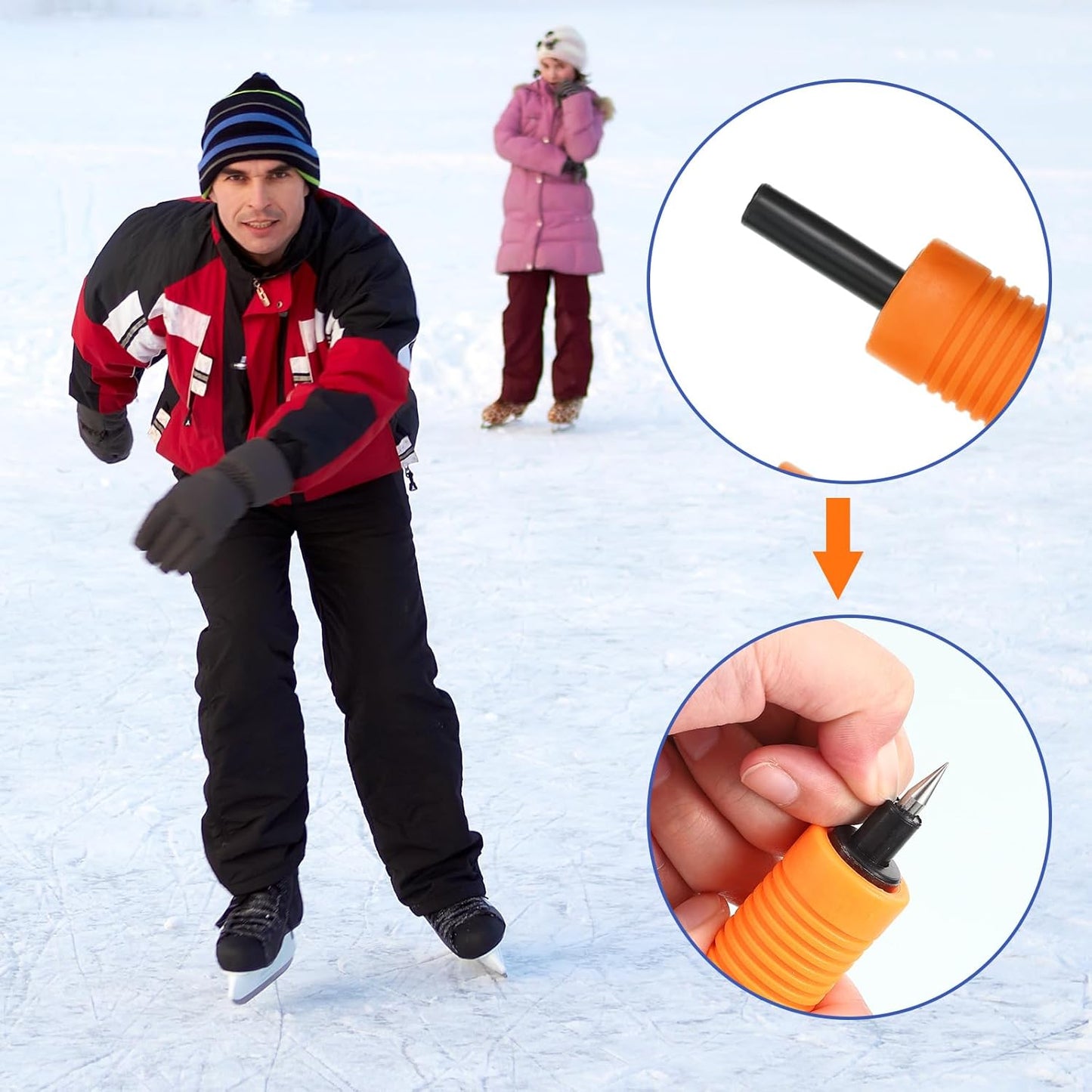 Retractable Ice Awls with Cleats & Whistle - 4 Pcs Winter Fishing Safety Picks | Non-Slip Gripper Spikes