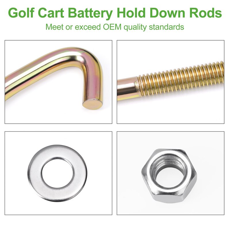 10L0L Golf Cart Battery Hold Down Rod with Nuts for Club Car Precedent Electric Years 2008.5 - Up Replace OEM# 1033577-01 103374801 2-Pack