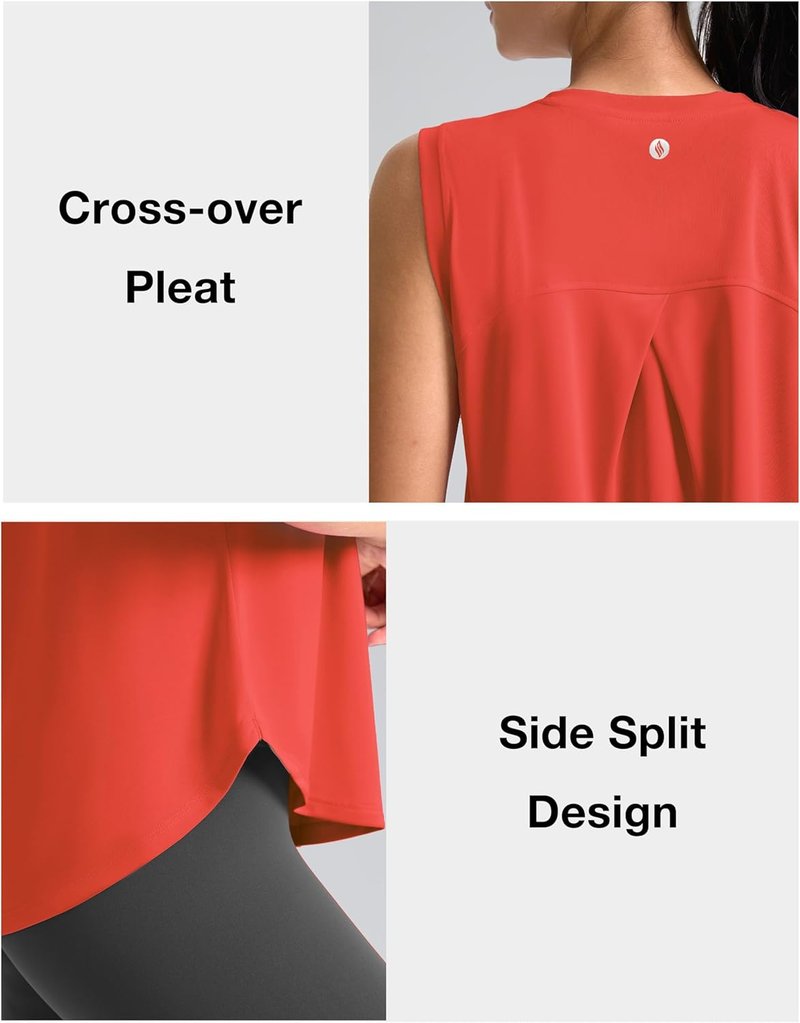 SANTINY Women's Sleeveless Workout Tops - Breathable Lightweight Yoga & Tennis Tank Shirts | Athletic Running Wear
