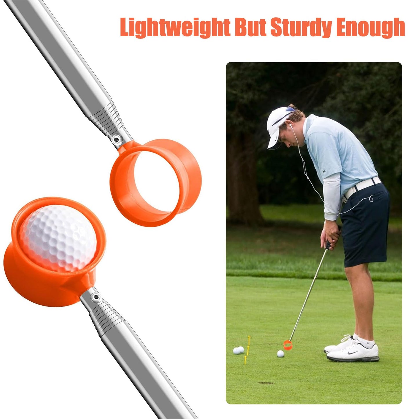 Gihunk Golf Ball Retriever Telescopic, 12Ft Aluminum Alloy Golf Ball Retriever for Water, Ball Retriever Tool Golf Ball Grabber, Telescopic | Two-Sided | Easy Grab Ball | Golf Gifts for Men & Golfers