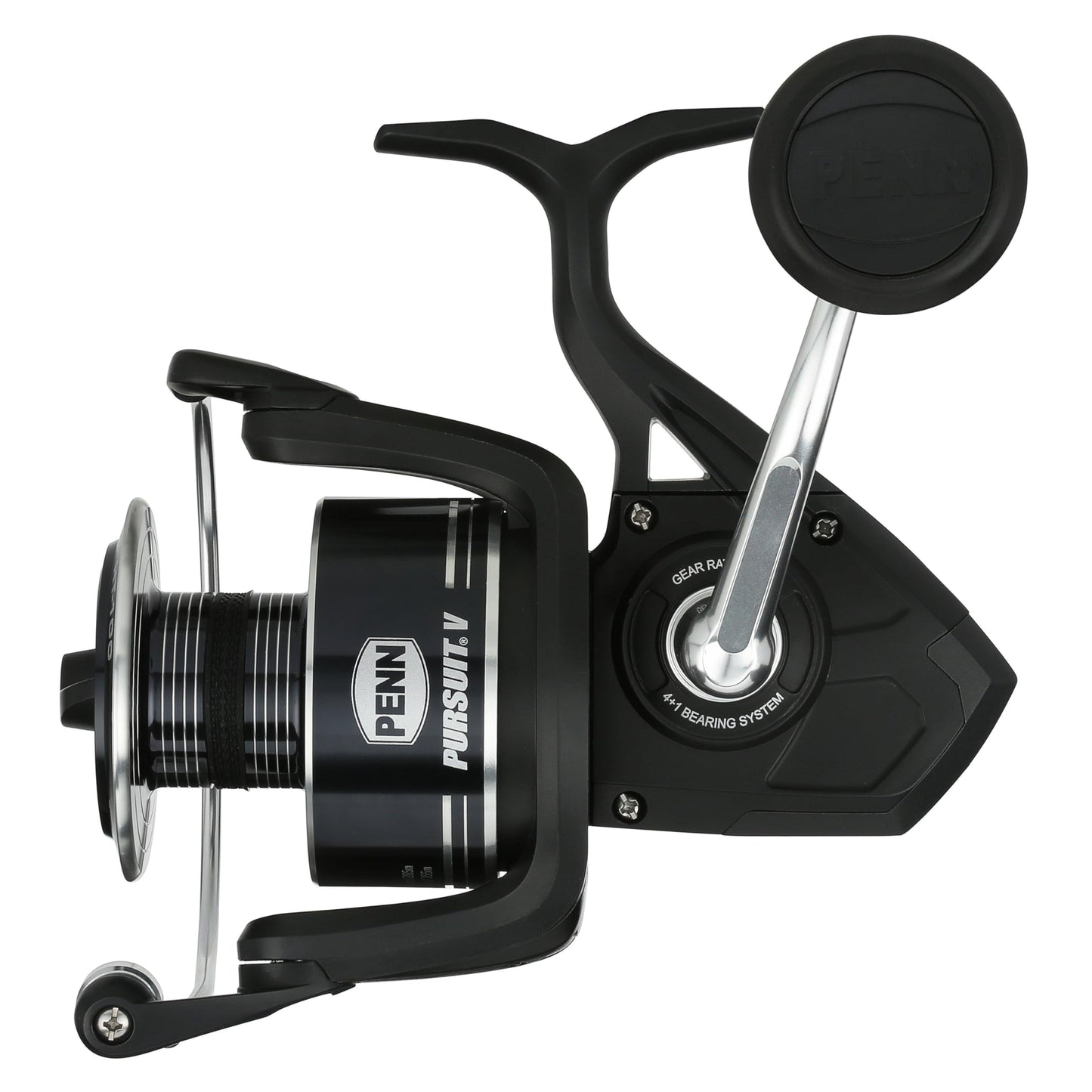 Penn Pursuit V Spinning Fishing Reel, Size 5000, Corrosion-Resistant Graphite Body, Lightweight Aluminum Superline Spool, HT-100 Drag System