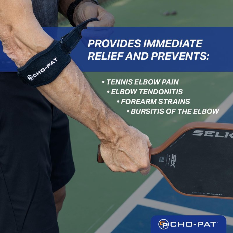 Cho-Pat Tennis Elbow Strap, Adjustable Forearm Support for Tennis Elbow, Overuse Syndromes, Muscle Strains, and Tendonitis, OSFM