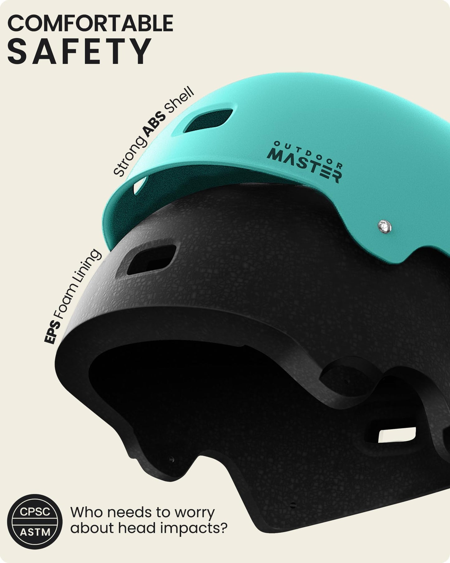 OutdoorMaster Skateboard Cycling Helmet - Two Removable Liners Ventilation Multi-Sport Scooter Roller Skate Inline Skating for Kids, Youth & Adults