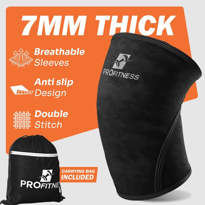 ProFitness Lifting Knee Sleeves Men & Women - High-Performance Knee Sleeves for Men & weight lifting belt for men Women Weightlifting (Black/Black, Large)