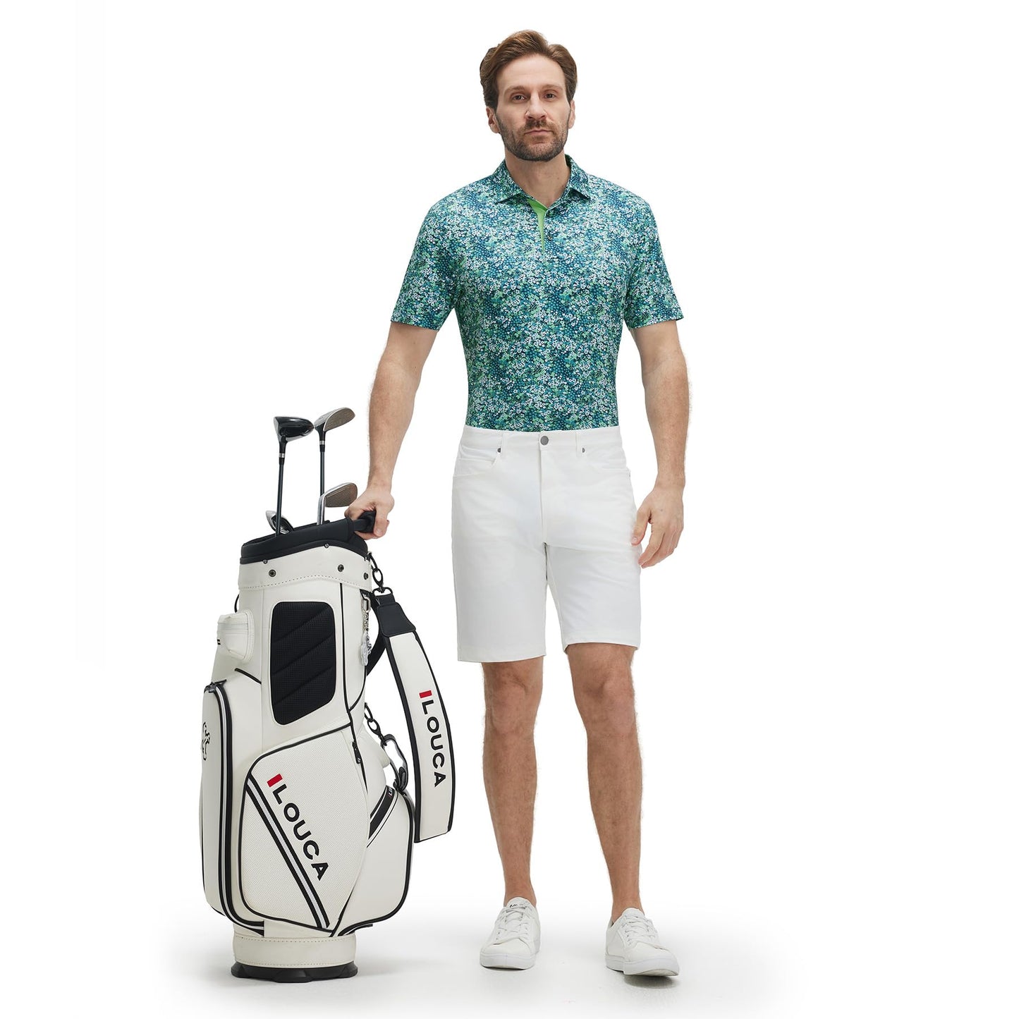 M MAELREG Mens Golf Shirt Short Sleeve Dry Fit Print Moisture Wicking Performance Patterns Collared Polo Shirt