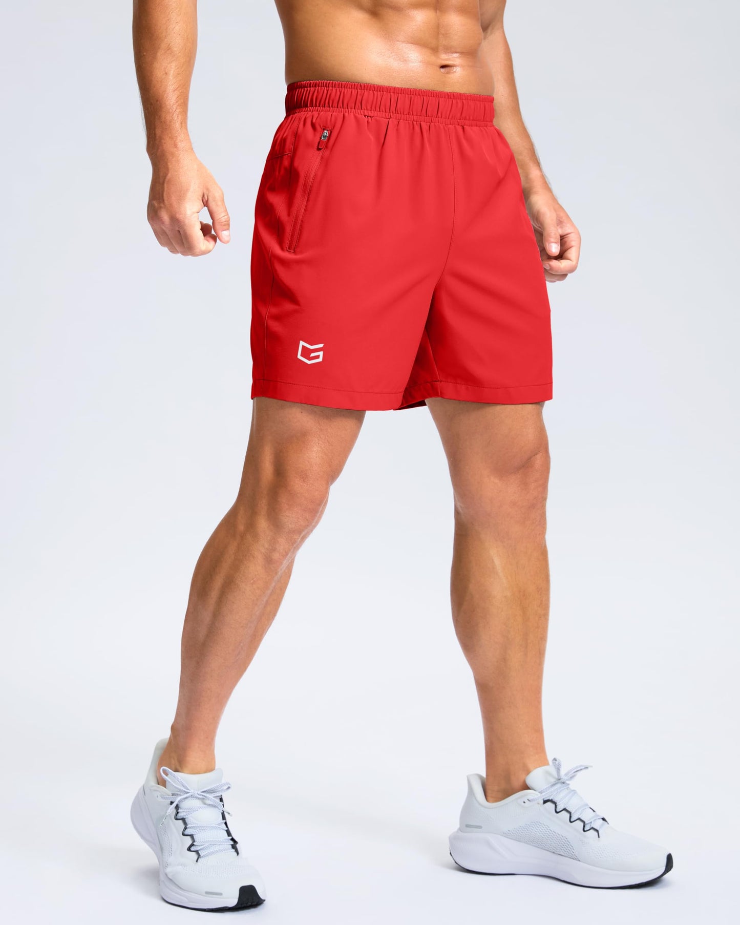 G Gradual Men's Athletic Running Shorts with Zipper Pockets Quick Dry 7"/ 5"/ 9" Workout Gym Shorts for Basketball Hiking(Deep Red,5S)