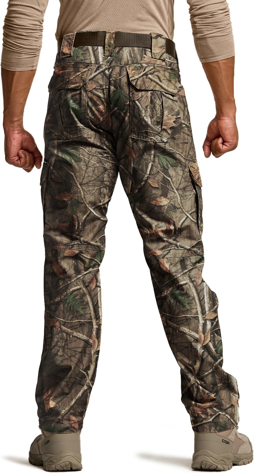 CQR Men's Tactical Pants, Water Resistant Ripstop Cargo Pants, Lightweight EDC Work Hiking Pants, Outdoor Apparel, Duratex Mag Pocket Print Hunting Camo, 30W x 30L