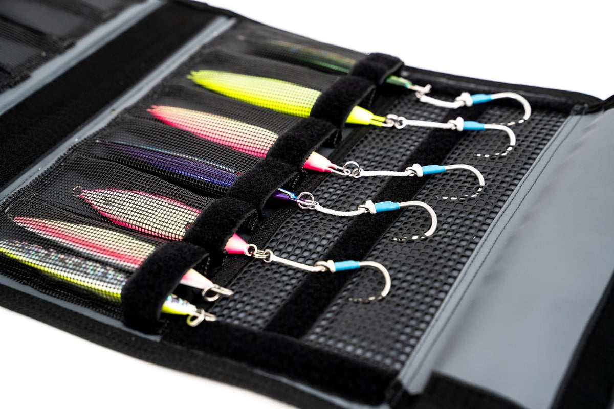 Nomad Design Jig Wallet - Fishing Lure Organizer with Hook Mesh Storage System, 12 individual mesh pockets Waterproof Jig Storage Bag