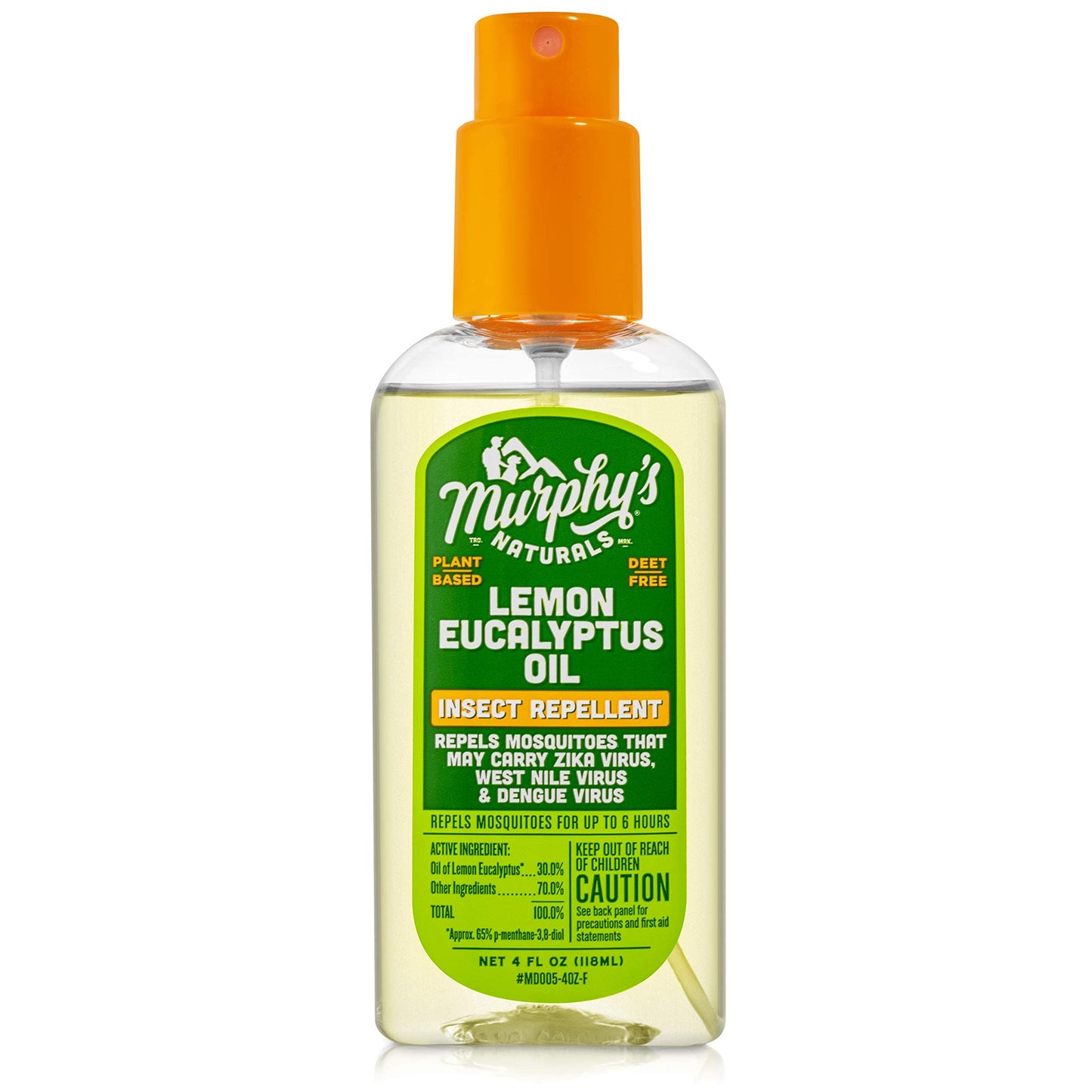 Murphy's Naturals Lemon Eucalyptus Oil Insect Repellent Spray | DEET-Free, Plant-Based | Mosquito and Tick Repellent for Skin + Gear | 4 Ounce Pump Spray