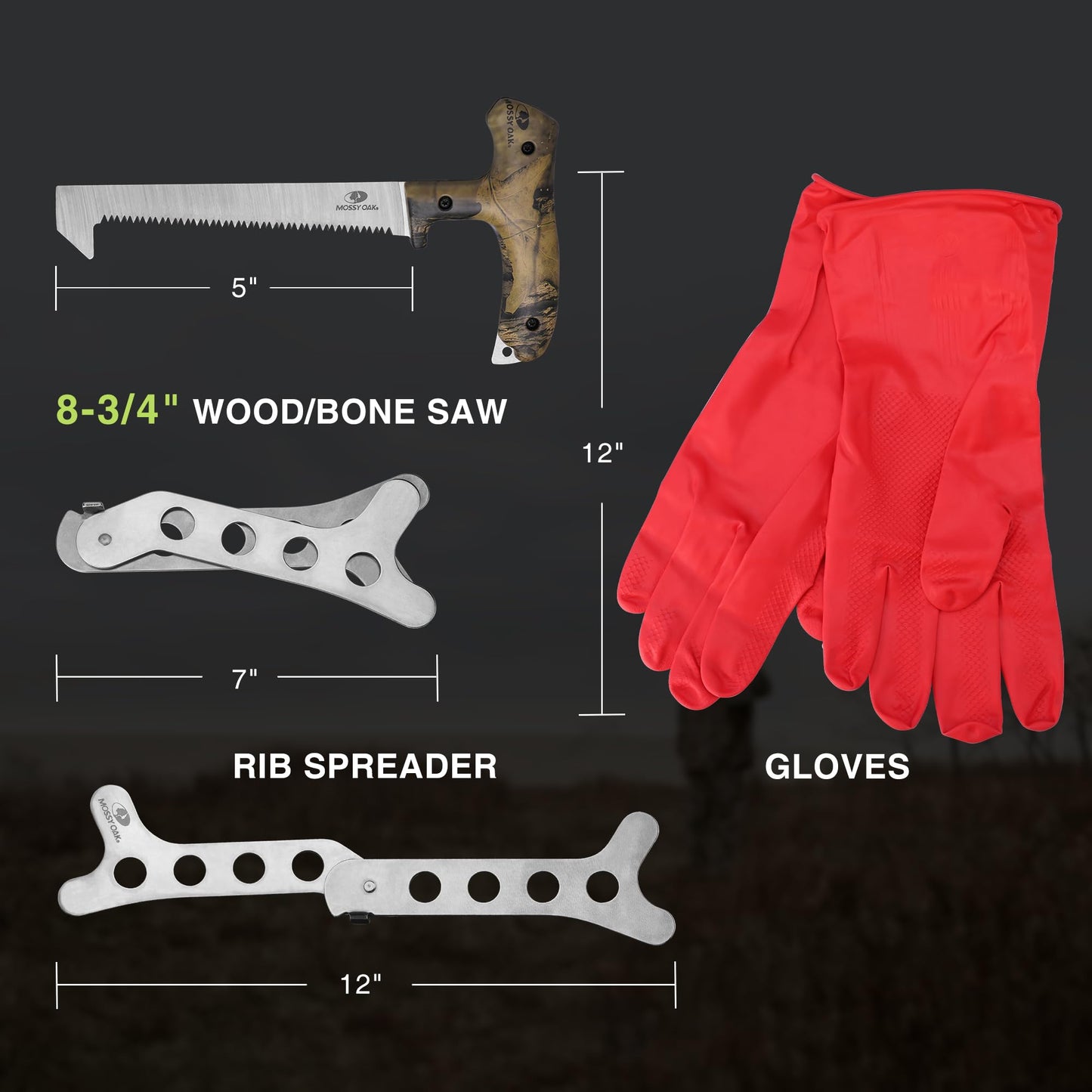 Mossy Oak Field Dressing Kit Hunting Deer Knife Set (8-Piece)