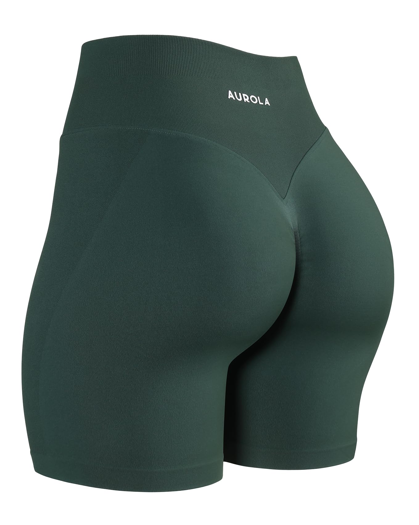 AUROLA Impressive Collection Workout Shorts for Women,High Waisted V-Shape Seam Gym Embossed Logo Athletic Fitness Short(Eden Green,M)