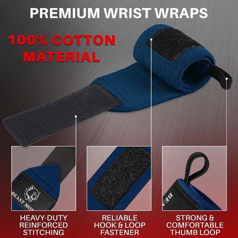 TECEUM Weightlifting Wrist Wraps - Heavy Duty 18" & 12" Thumb Loop Braces for Powerlifting & Strength Training