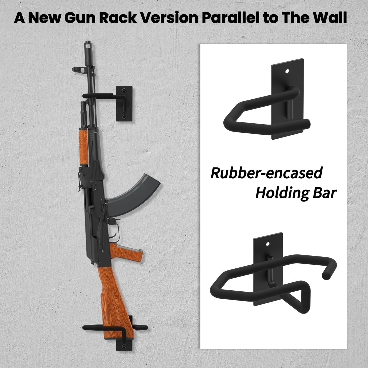 UNITEDPOWER Gun Rack Wall Mount, Metal Shotgun Rack Indoor, Adjustable Rifle Storage Holder with Soft Padding, Vertical Gun Display Stand for Closet, Version Parallel to The Wall