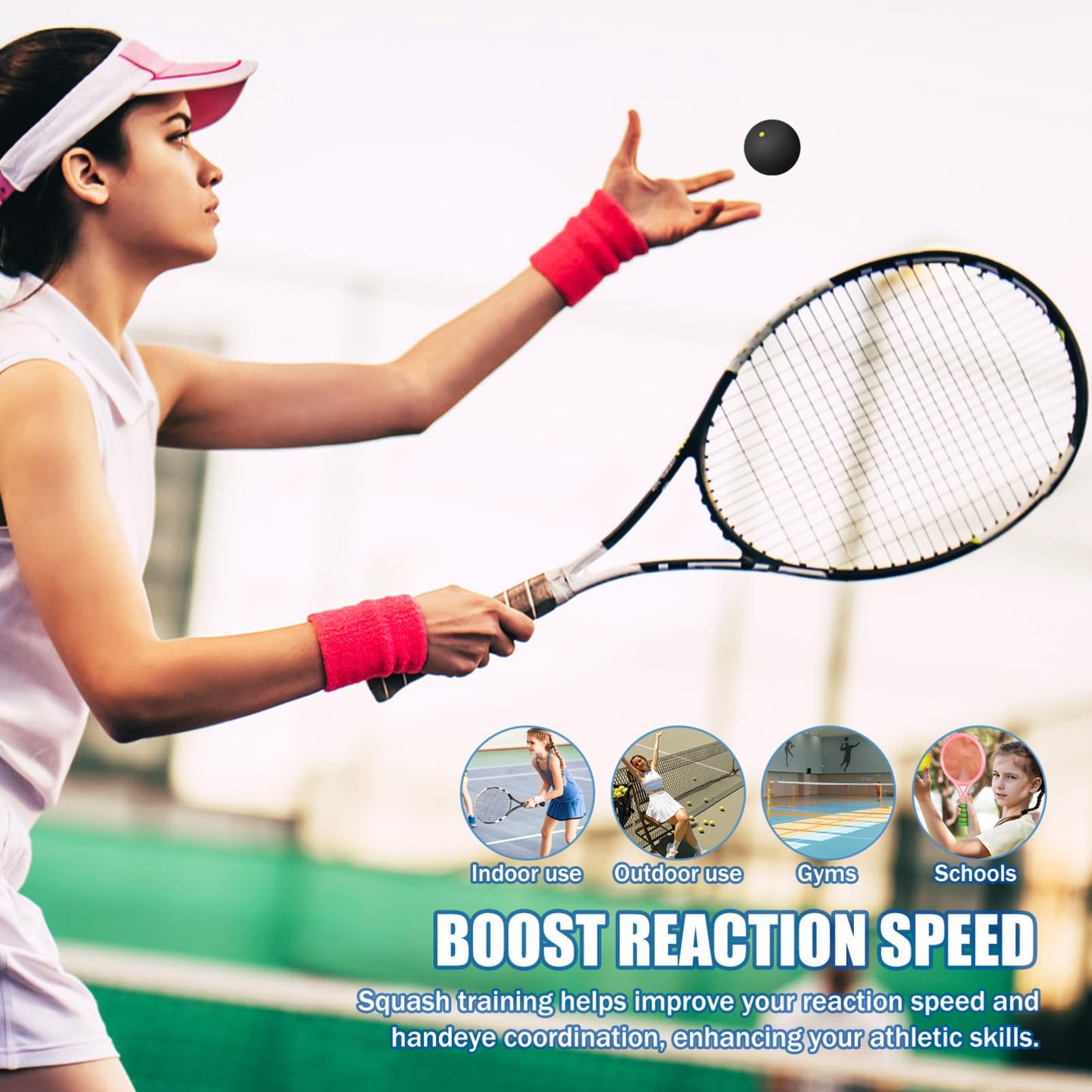 Toddmomy 4pcs Squash Balls,Professional High Elasticity Rubber Squash Ball for Beginners and Kids Competition Training