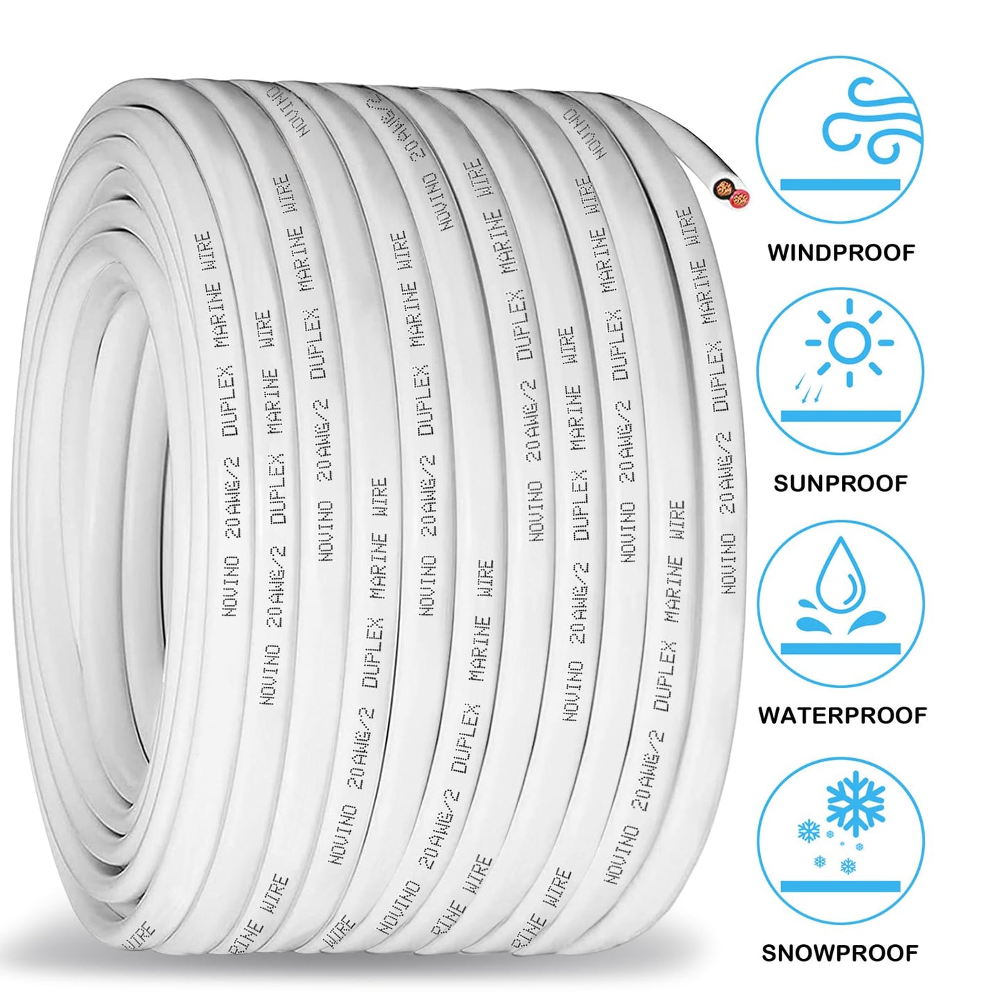 20 Gauge Marine Wire,20 AWG 200ft Duplex Marine Grade Wire Tinned Copper Boat Electrical Cable for Boat/Automotive/RV/Camper Outdoor Use