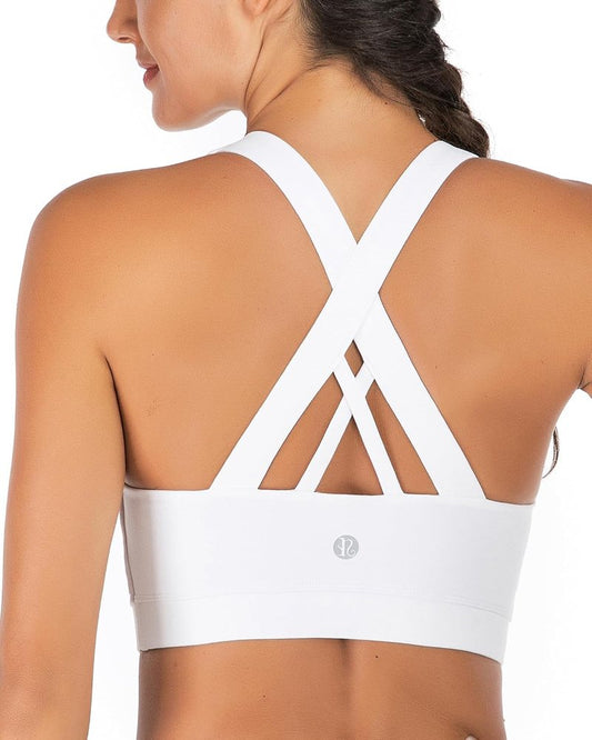 Sports Bras for Women - Padded Criss-Cross Back Medium Support with Removable Cups | Comfortable Fit