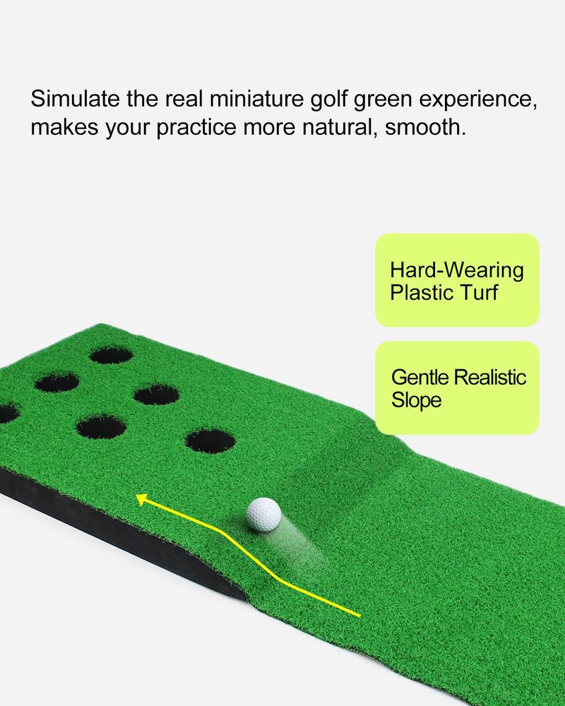 GEAVESS Golf Putting Game Set for Indoor & Outdoor, Portable Golf Pong Putting Green Mat with 2 Putters, 2 Balls,12 Hole Covers, 1 Storage Bag for Home, Backyard, Office & Party