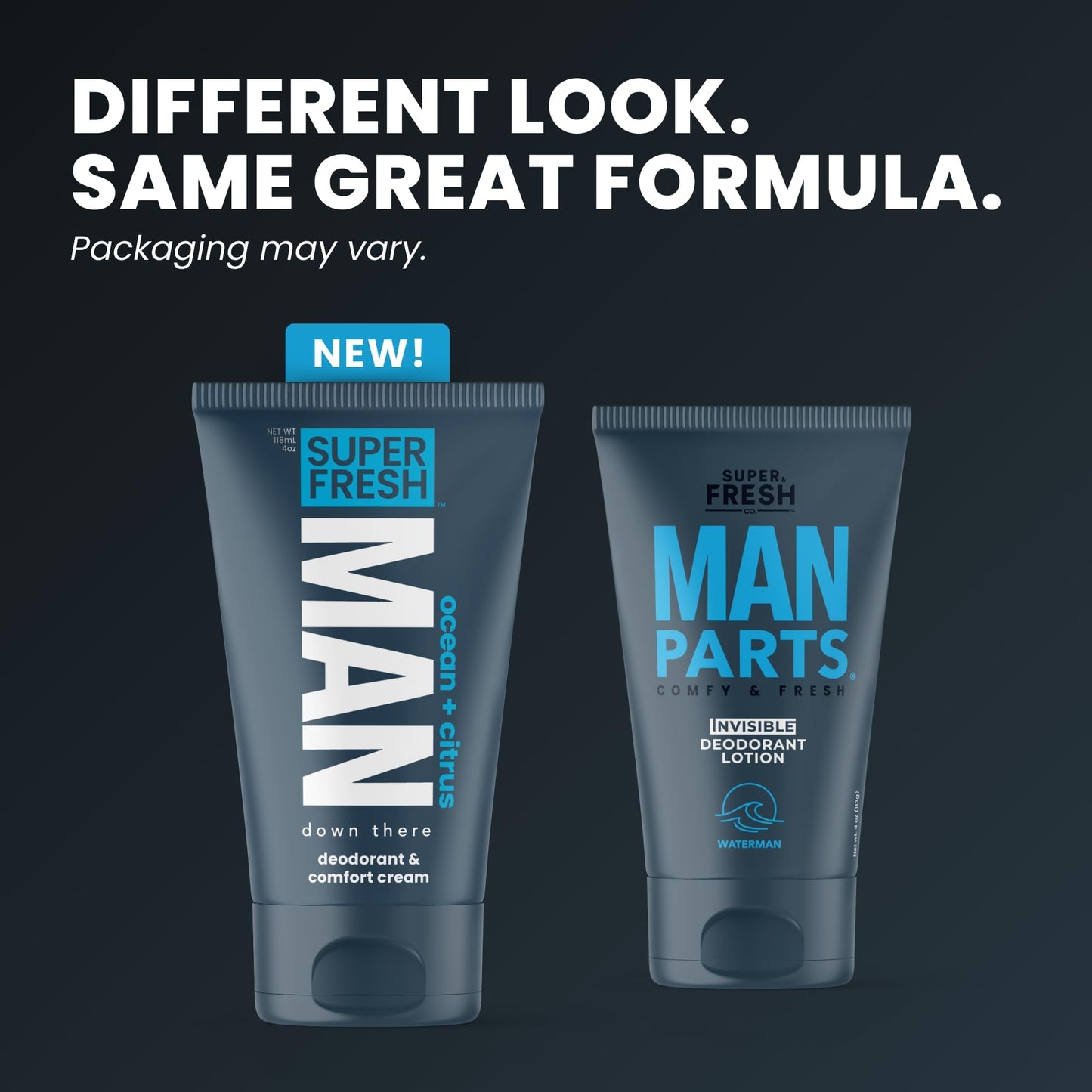 Super & Fresh Co. Ball Deodorant Lotion for Men Aluminum Free Hygiene Cream for Groin Butt and Body Controls Odor Reduces Chafing Twin Pack 4 oz Tubes for Daily Freshness Comfort and Sweat Protection