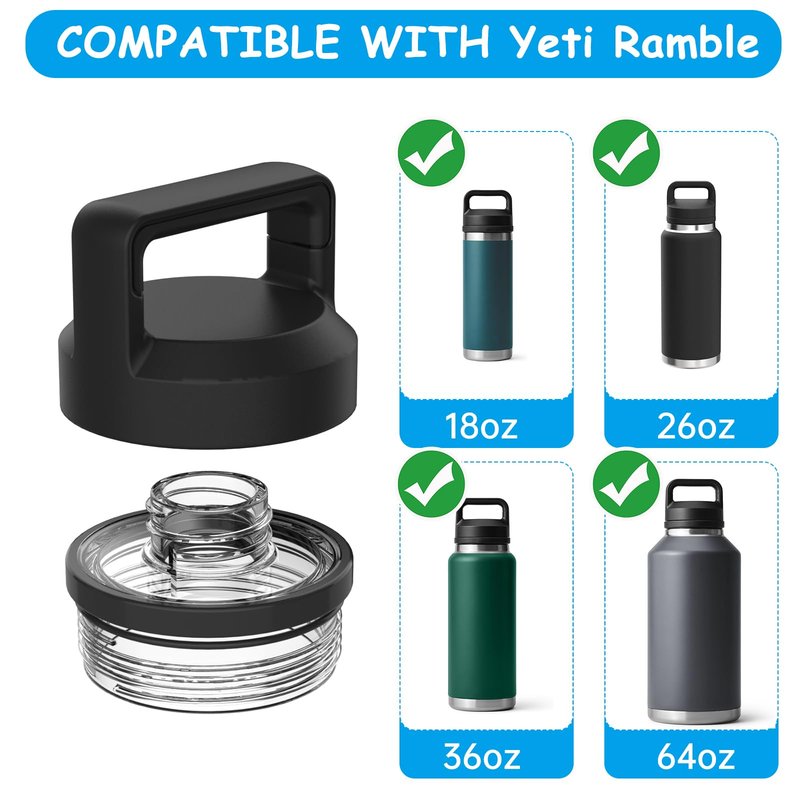 UXIETIN 2PCS Screw Top Lid Replacement Compatible with Rambler Yeti 18/26/36/46oz, Shatterproof And Leakproof