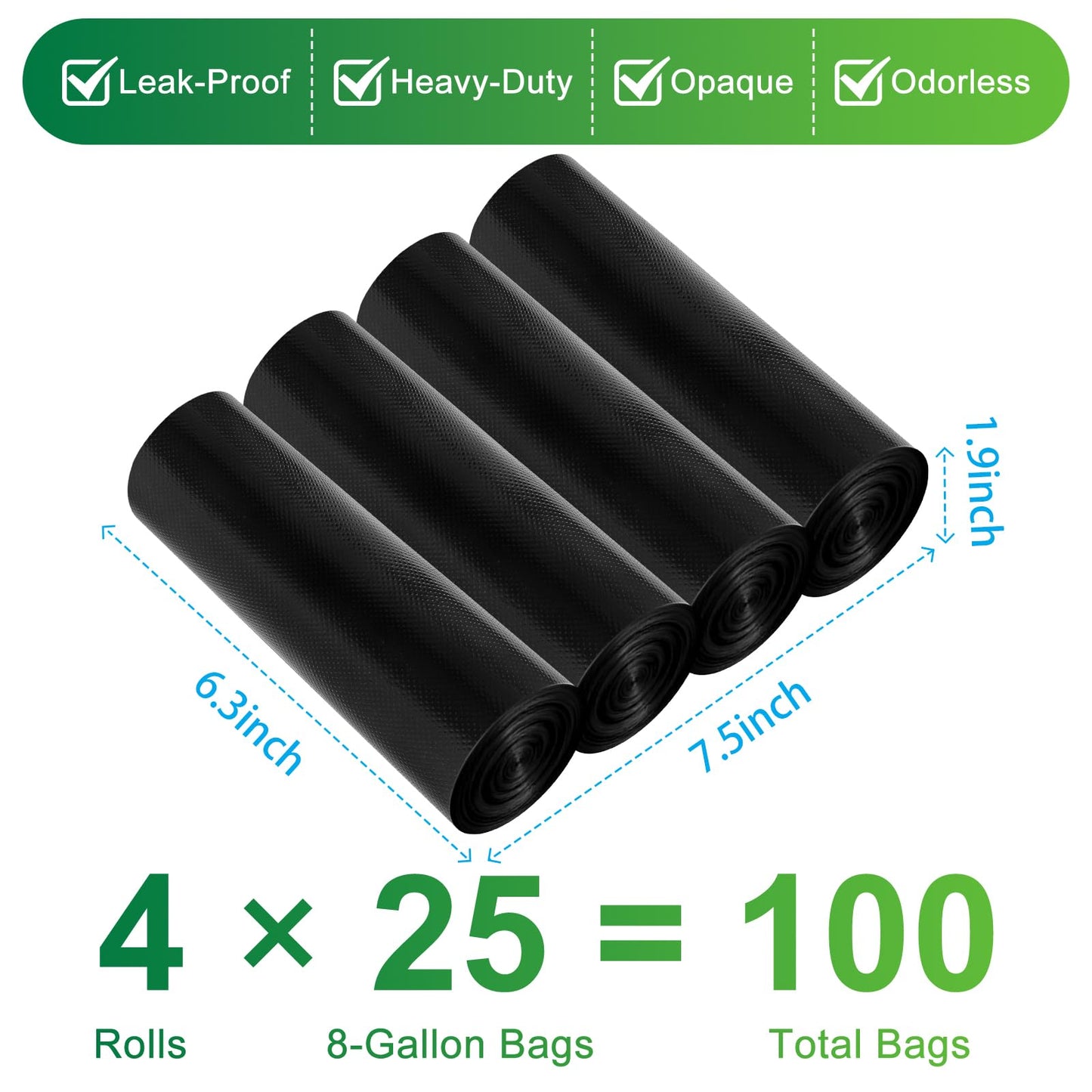 100 Portable Toilet Bags - Camping Toilet Bags, Biodegradable Porta Potty Bag for Portable Toilet, 8 Gallon Toilet Waste Bags for 5 Gallon Bucket Toilet, Thickened Camping Potty Liners