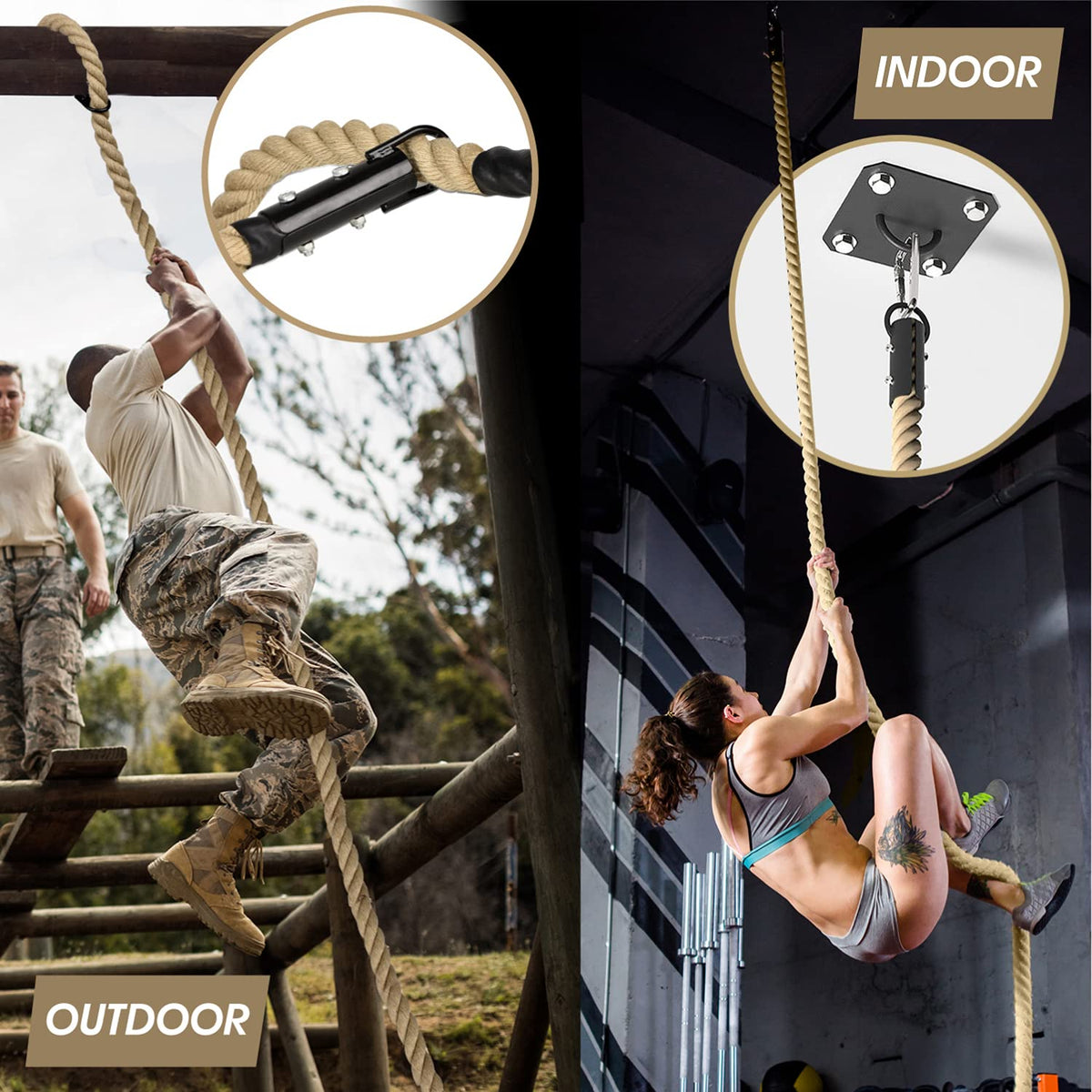 Yes4All Gym Climbing Rope for Fitness & Strength Training, Climbing Exercises & Home Workouts, 20ft