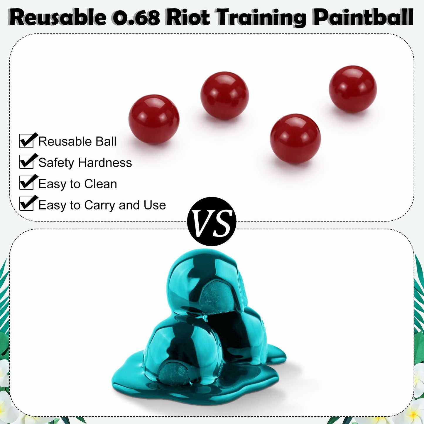 Civaner 150 x 68/61 Caliber Projectiles for Defense and Practice Reusable 68 Breaker Paintballs Solid Plastic Nylon Projectiles (Dark Red,68 Caliber)
