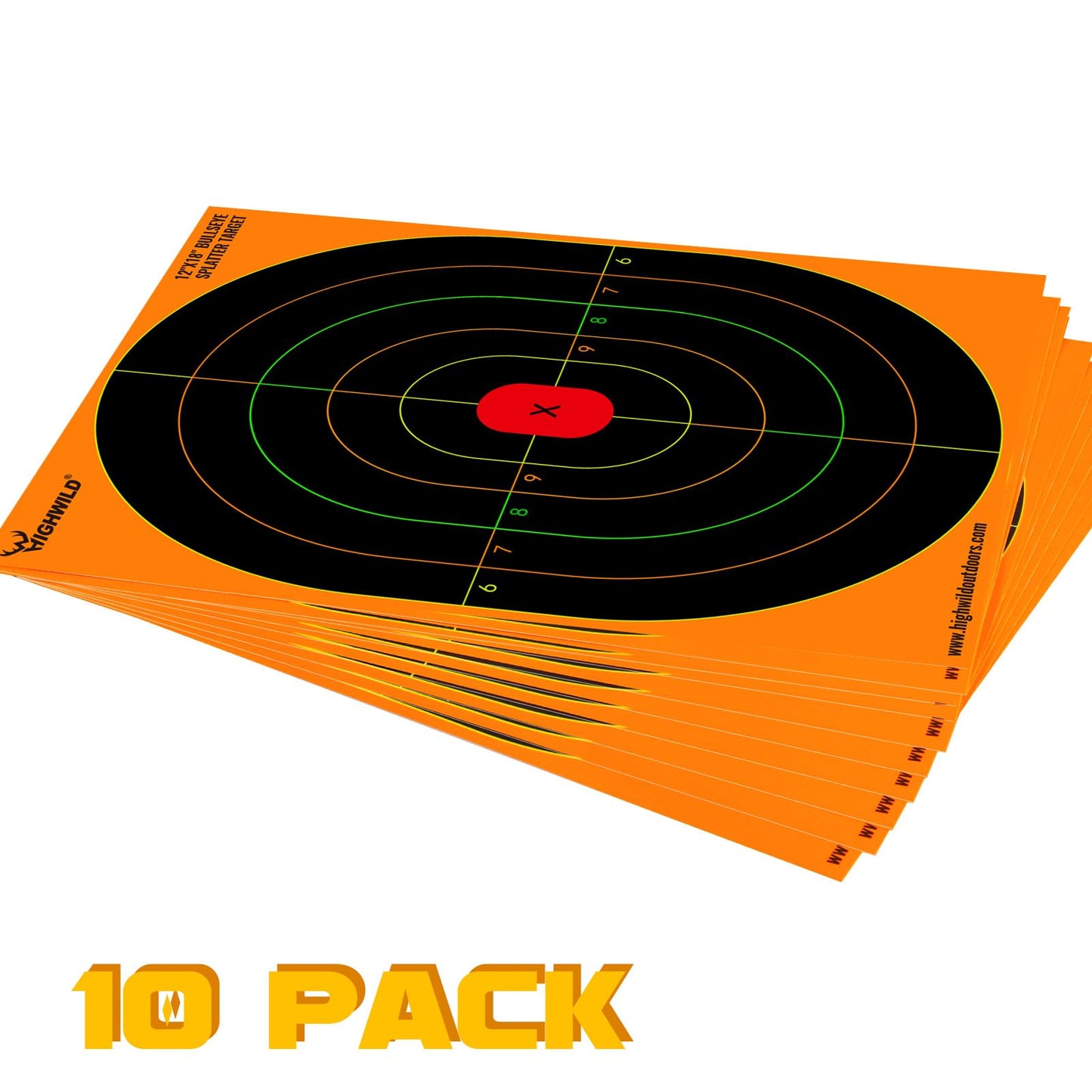 Highwild Bullseye Splatter Paper Targets - Splash Effect of Multiple Colors - 12x18 Inch (10 Pack)