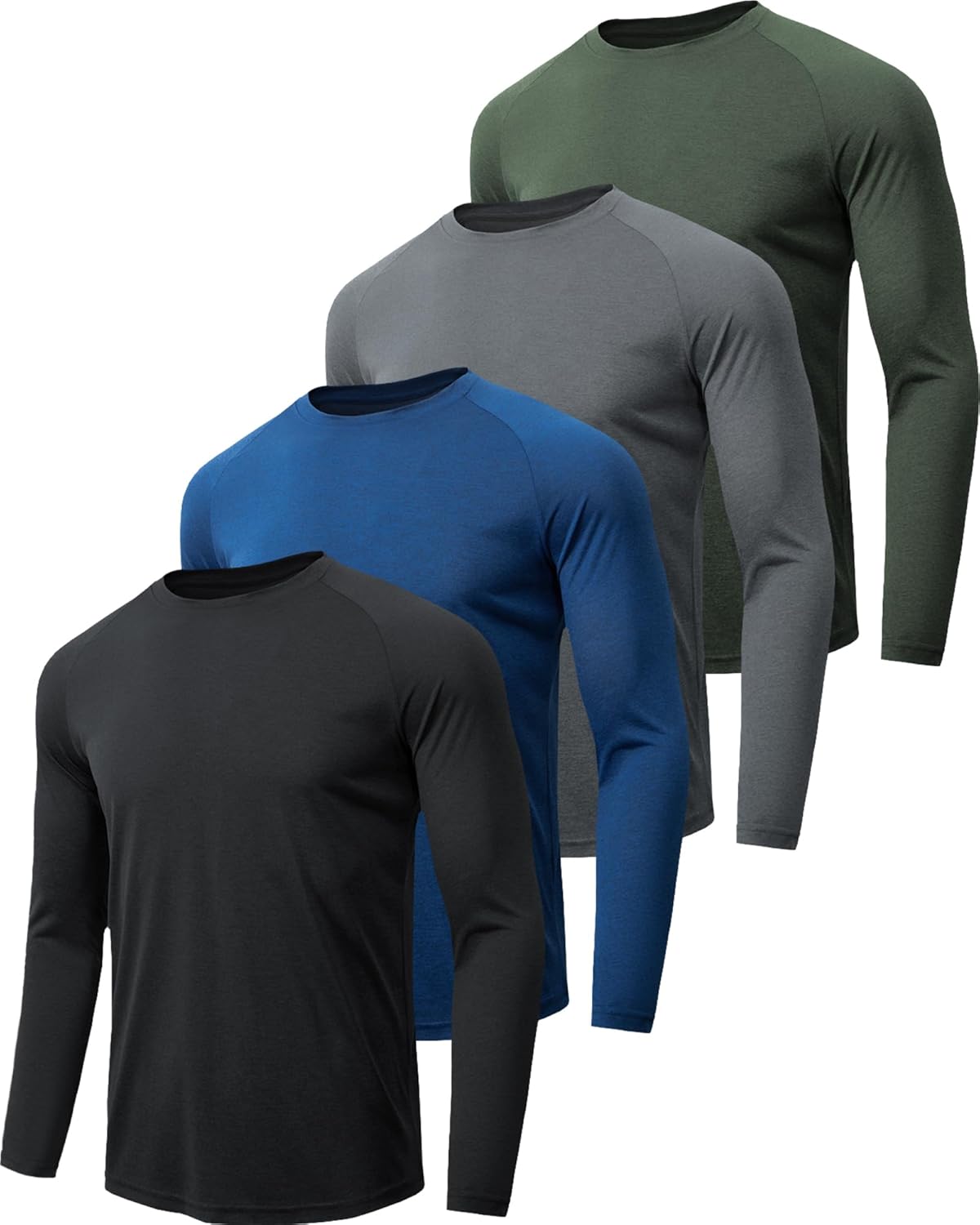 MLYENX Long Sleeve Workout Shirts for Men - UPF 50+ UV Protection, Quick Dry, Moisture Wicking | 7 Pack
