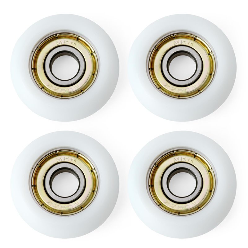 GLOXTED 4Pcs Replacement Roller Wheels Compatible with Aero for Pilates Reformer Machine, Smooth and Quiet Glide, 8mm Shaft Diameter Roller Wheel, White