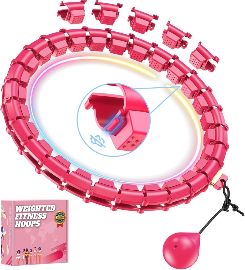Weighted Hula Hoop for Weight Loss | 32 Detachable Pilates Circles - Quiet Home Workout Tool