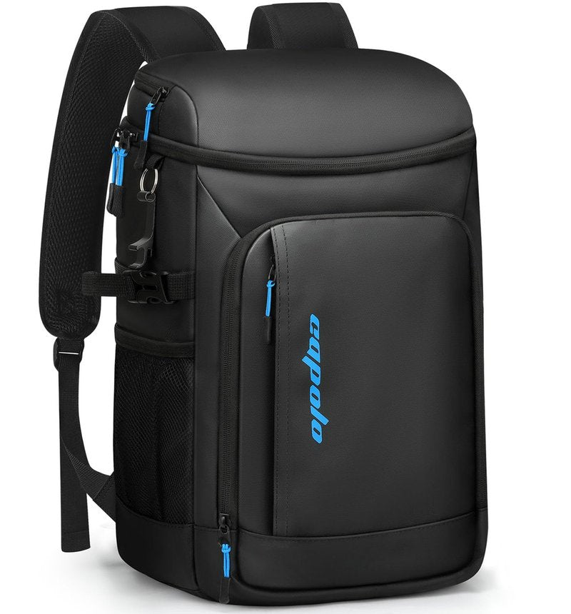 Capolo Cooler Backpack Insulated Waterproof for Women Men, Leak Proof Backpack Coolers Thermal Bag Soft Travel Cooler Bag Ice Chest Lunch Back Pack for Camping Picnic(Deep Black Leather,36 Cans)