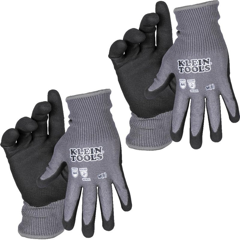 Klein Tools Work Gloves - Cut Resistant Nitrile Coated | Touchscreen Capable, Medium, 2-Pair