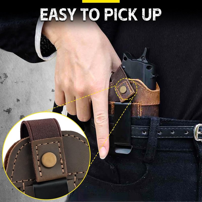 Universal Leather Gun Holster - IWB/OWB Concealed Carry for Glock, Taurus, Sig, M&P | Fits Most Pistols