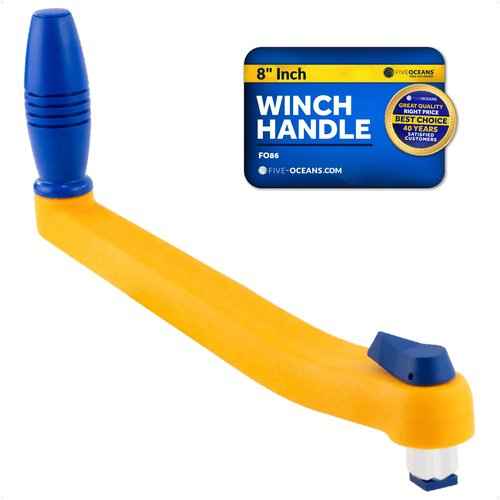 Five Oceans 8" Sailboat Winch Handle, Universal Floating Winch Handle, Lock-in Mechanism, Orange and Blue, Lightweight and Strong, Fiberglass Reinforced Plastic - FO86