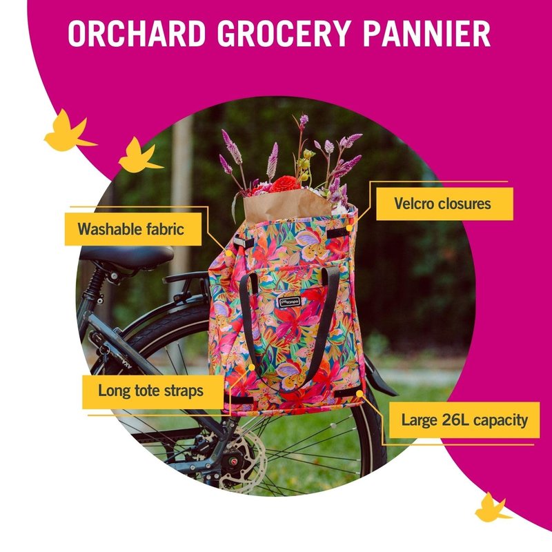 Po Campo Bags Bike Accessories – Orchard Grocery Pannier – Rear Rack Bicycle Storage Bag – Waterproof, Large Bicycle Pannier for Shopping, Urban Commuting, Travel (Meadow)