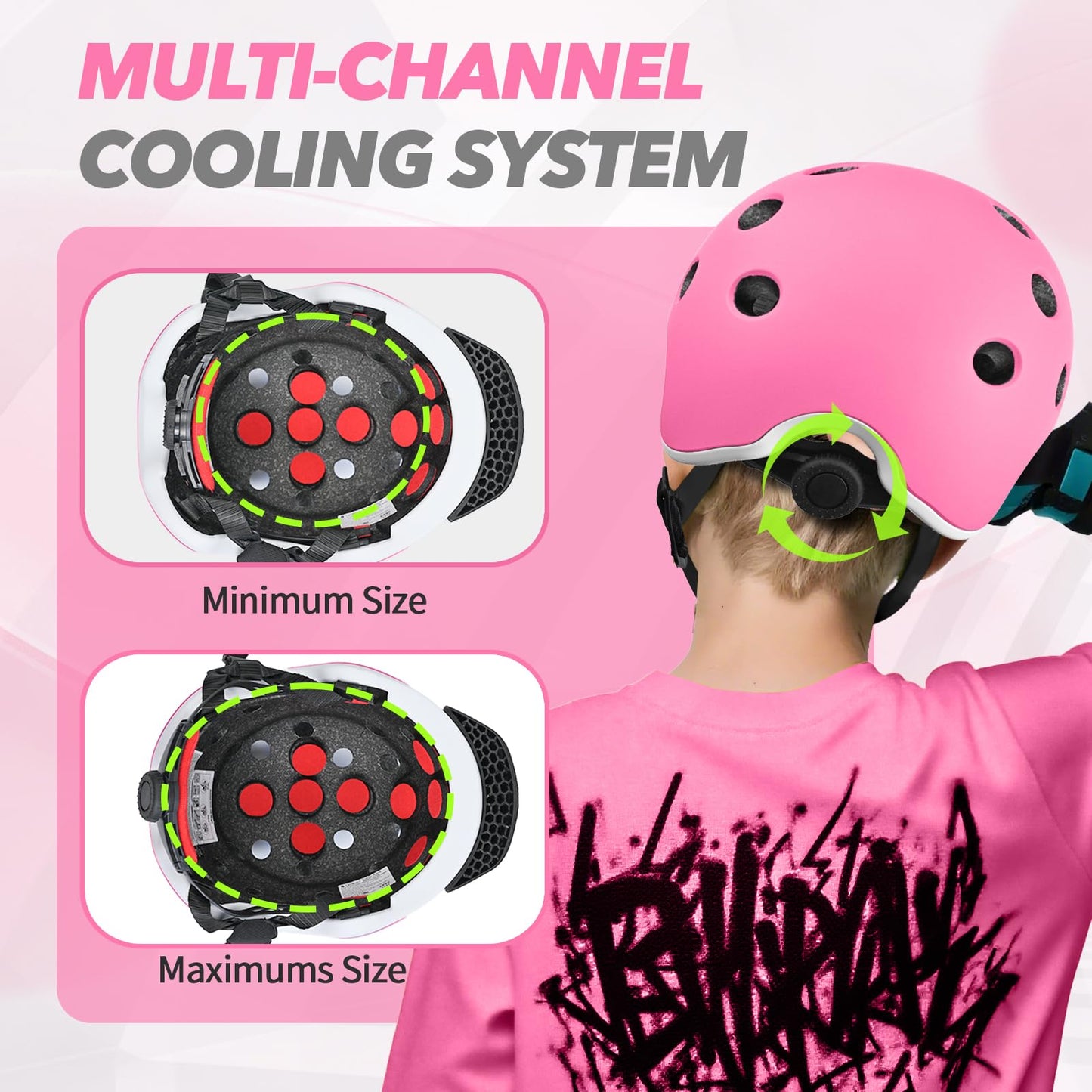 Wemfg Kids Bike Helmet for 5-8-14 Magnetic Buckle Skateboard Helmet for Boys Girls Child Youth Adjustable Lightweight Ventilation and Multi-Sports Scooter Cycling Roller Balance