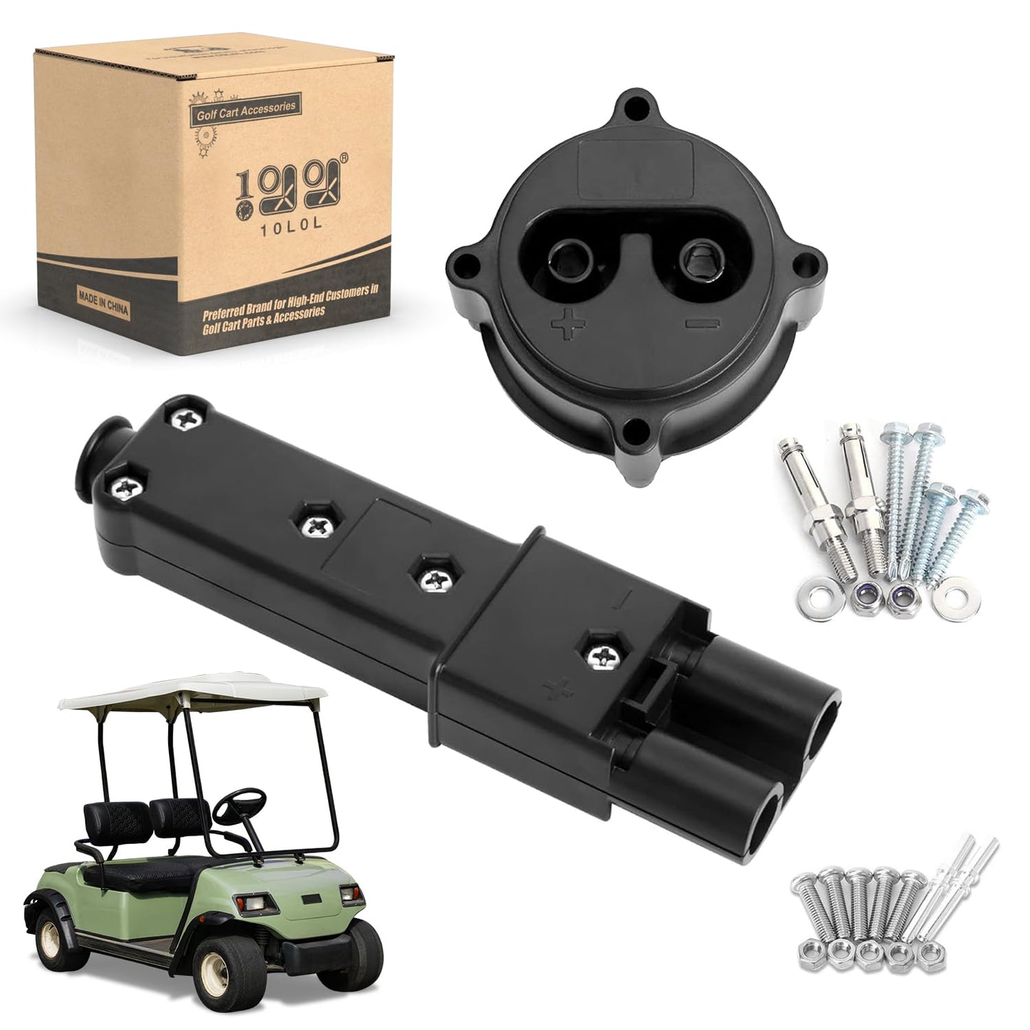 10L0L Golf Cart MAC DC 48V Charger Plug Powerwise Receptacle Kit for Yamaha G19 G22 Electric Model OEM# JR1-H6181-02-00 JR1-H235A-00