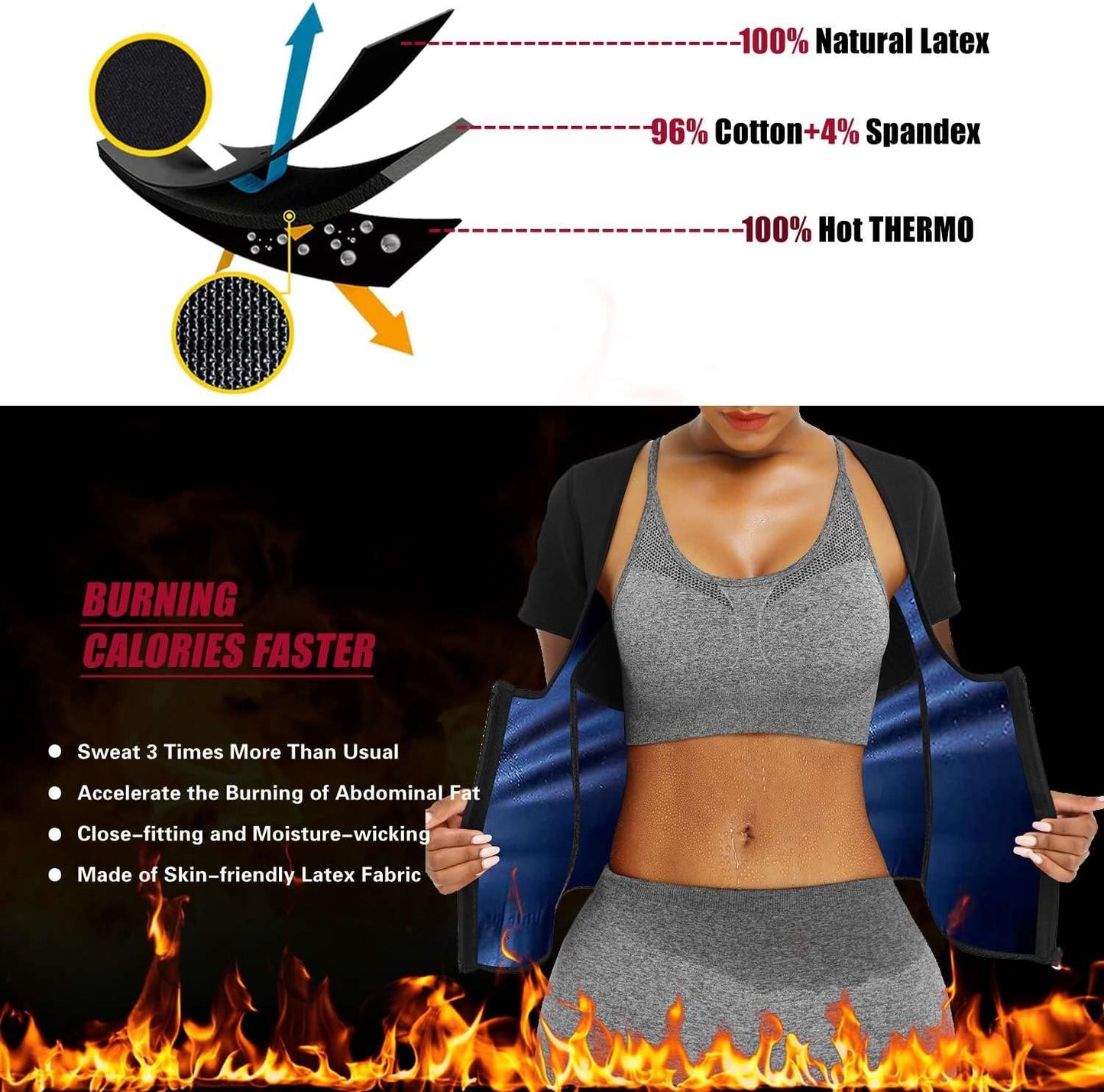 Sauna Suit Shirt for Women - Weight Loss Waist Trainer Sweat Vest | Fitness Fajas
