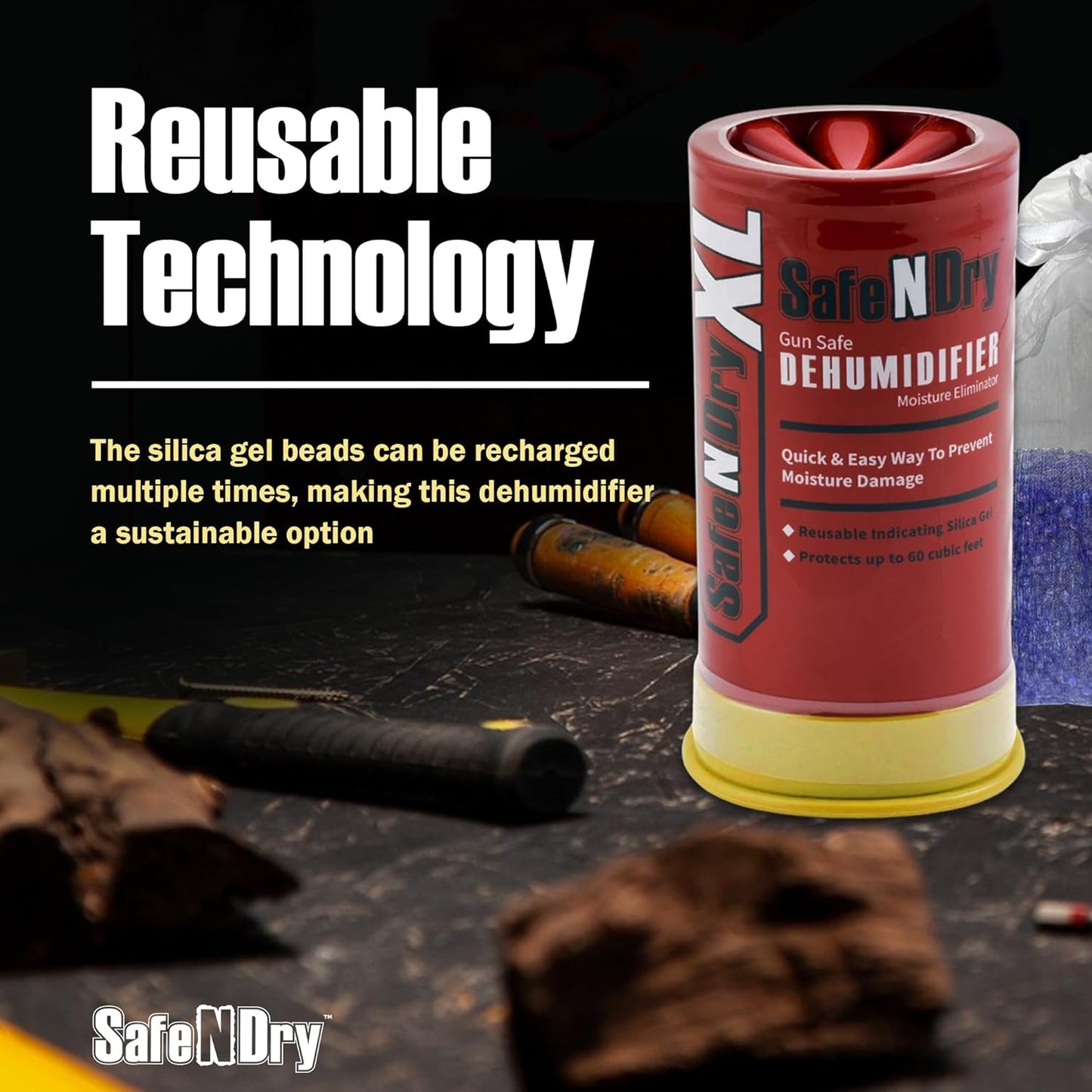 Gun Safe Dehumidifier - Portable Moisture Absorber | 450g Reusable Silica Gel for 60 Cubic Feet