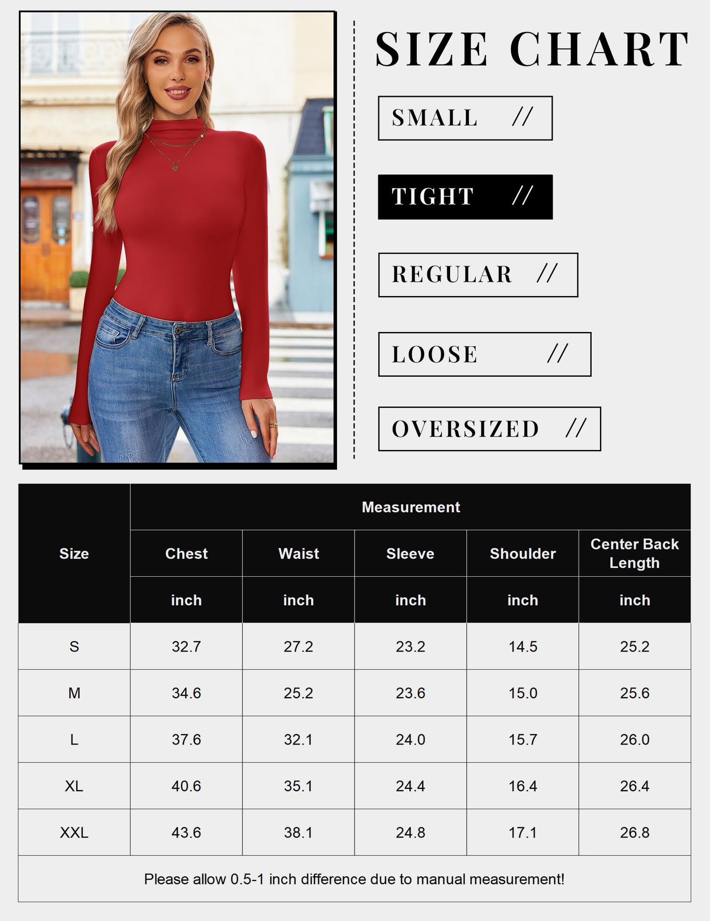 Ekouaer Turtleneck Shirt Women Long Sleeve Mock Neck Slim Fit tops Thermal Base Layer Soft Lightweight Stretch Undershirts Red