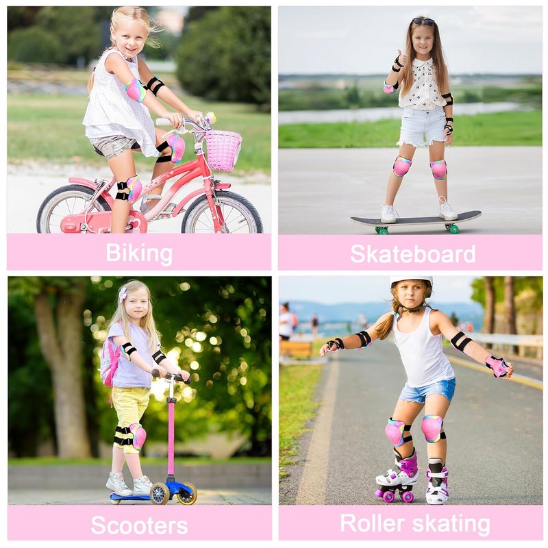 Kids Knee and Elbow Pads Set - Adjustable Protective Gear for Inline Skating, Biking & Scooters | Perfect for Girls & Boys