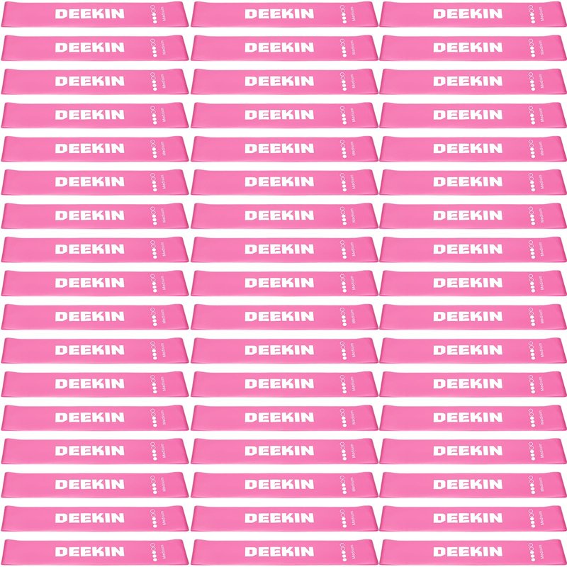 Deekin 50 Pcs Resistance Bands Resistance Loop Exercise Bands Exercise Equipment Elastic Ring for Women and Men Home Fitness, Gym, Yoga (25 Lbs,Pink)