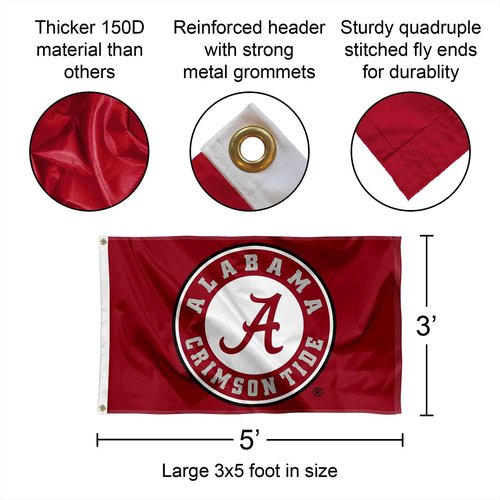 College Flags & Banners Co. Alabama Crimson Tide Team Flag and Pole Bracket Mount Bundle